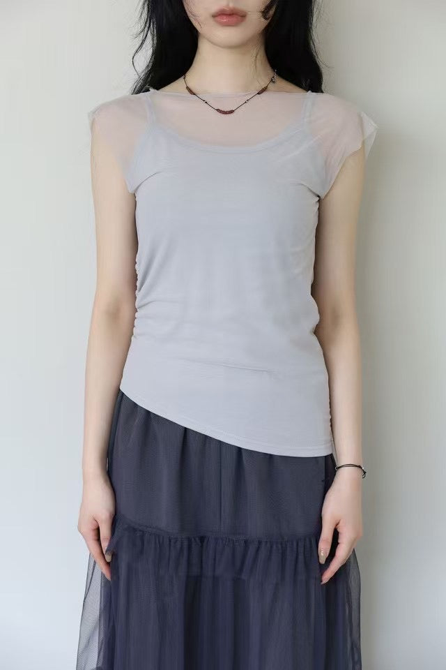 Shirring Double Layer Top