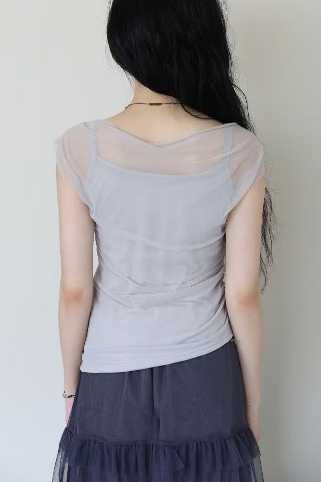 Shirring Double Layer Top