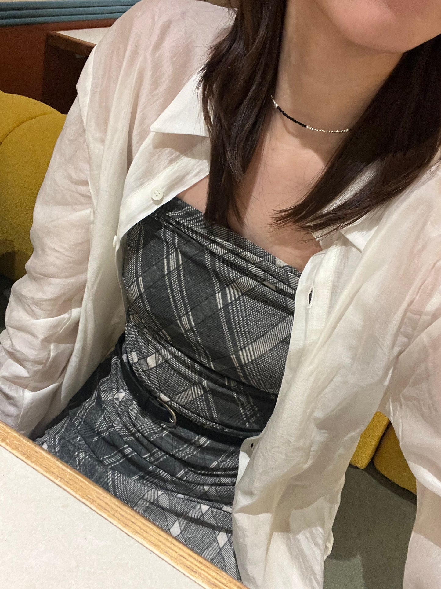 Strapless Checked Top