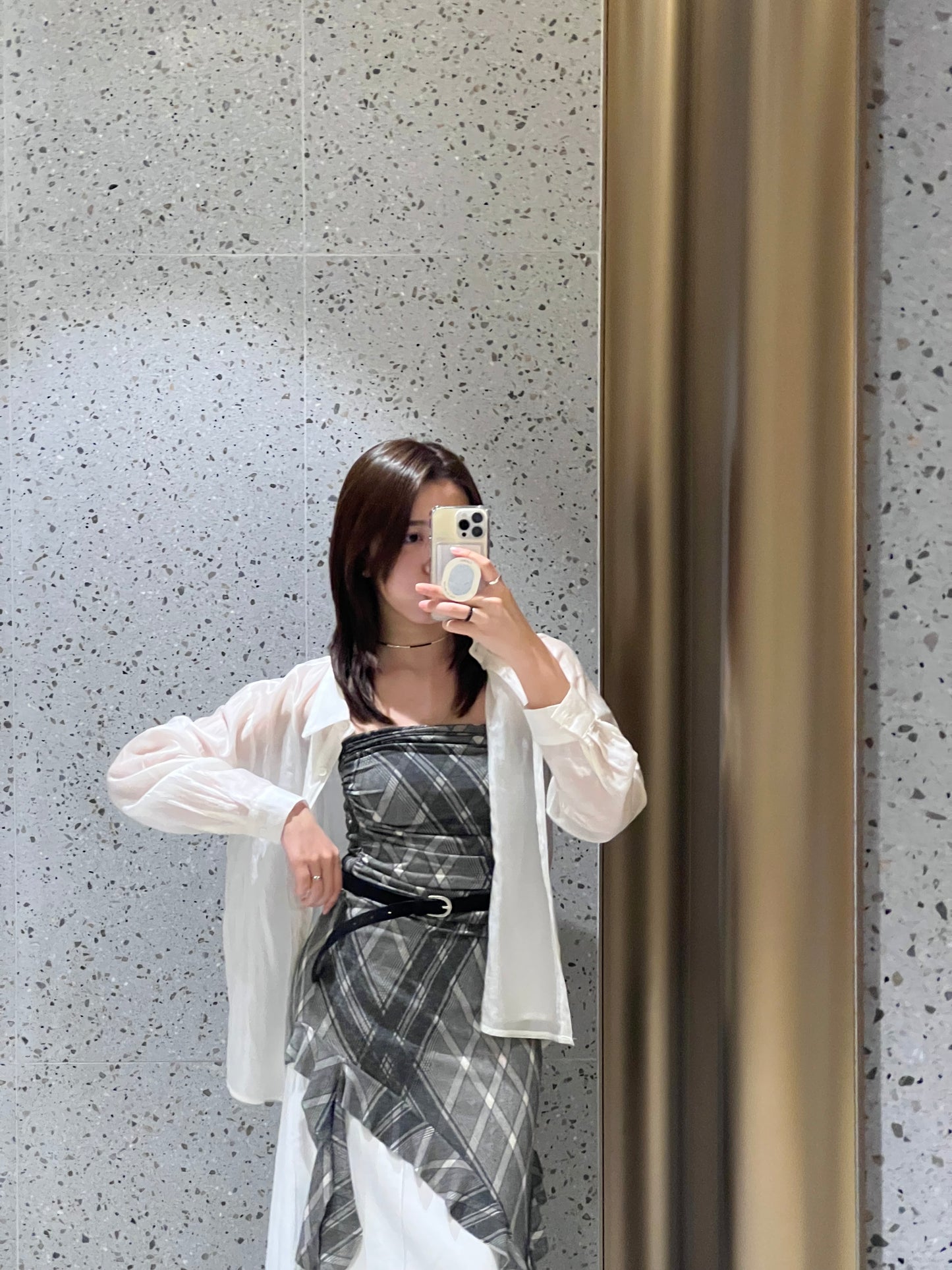 Strapless Checked Top
