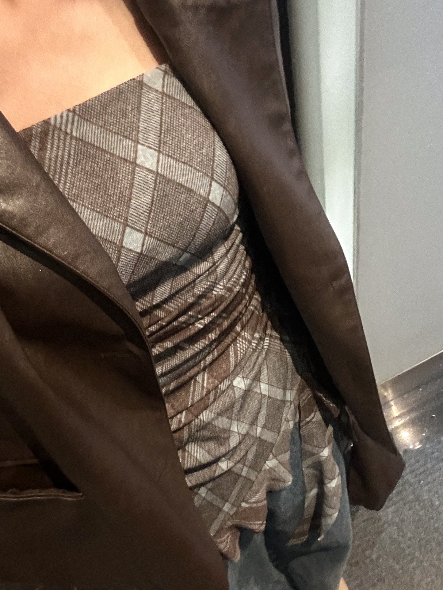 Strapless Checked Top