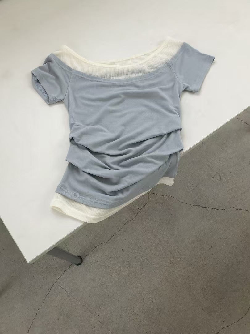 (現貨) Boat Neck Layered Tee