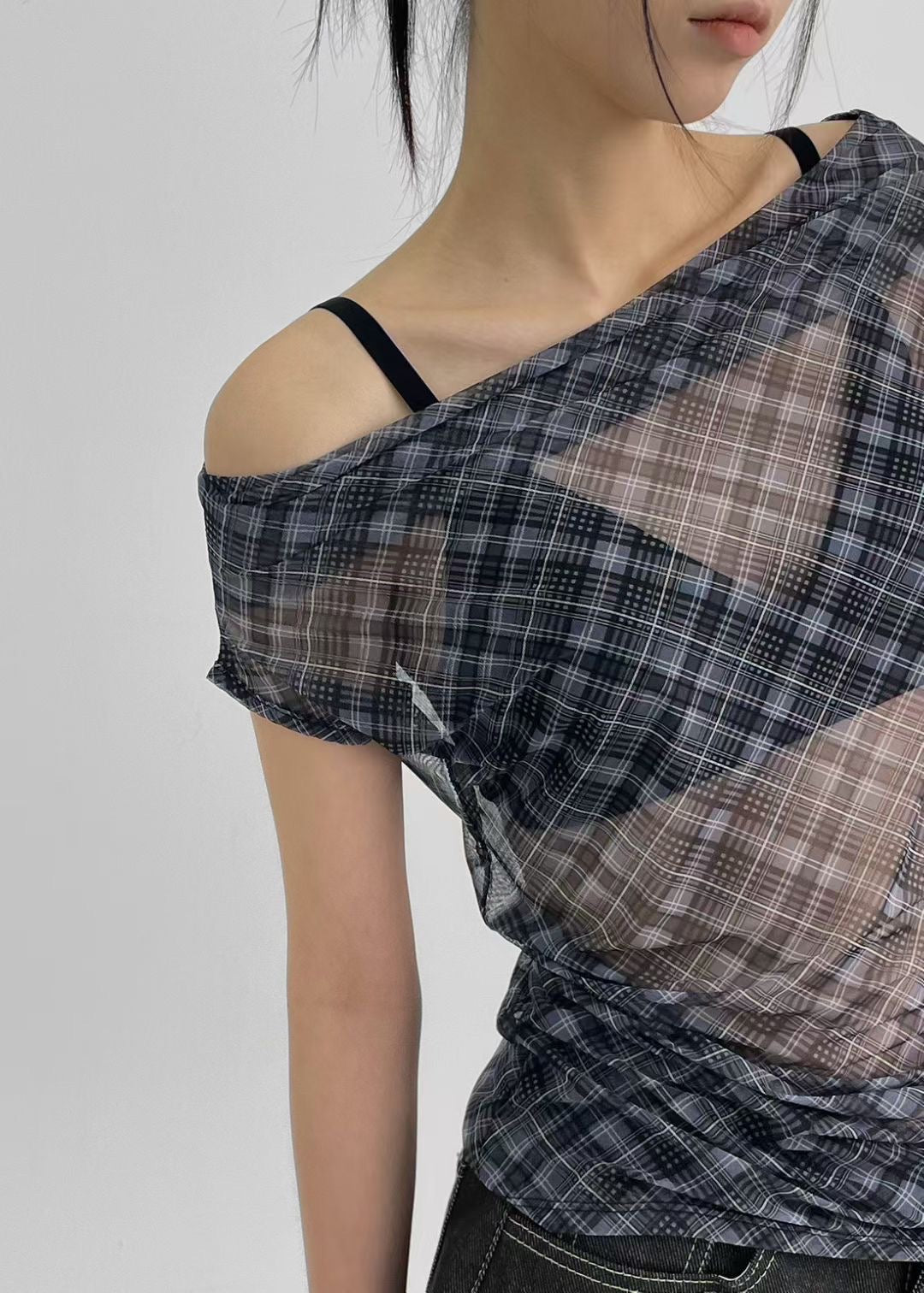 See Through Check Top (現貨-$30 + 包郵)