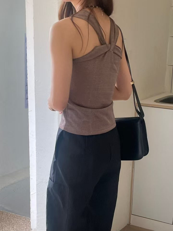 Shimmer Cross Knot Top (Reversible)