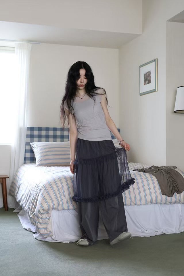 Shirring Double Layer Top
