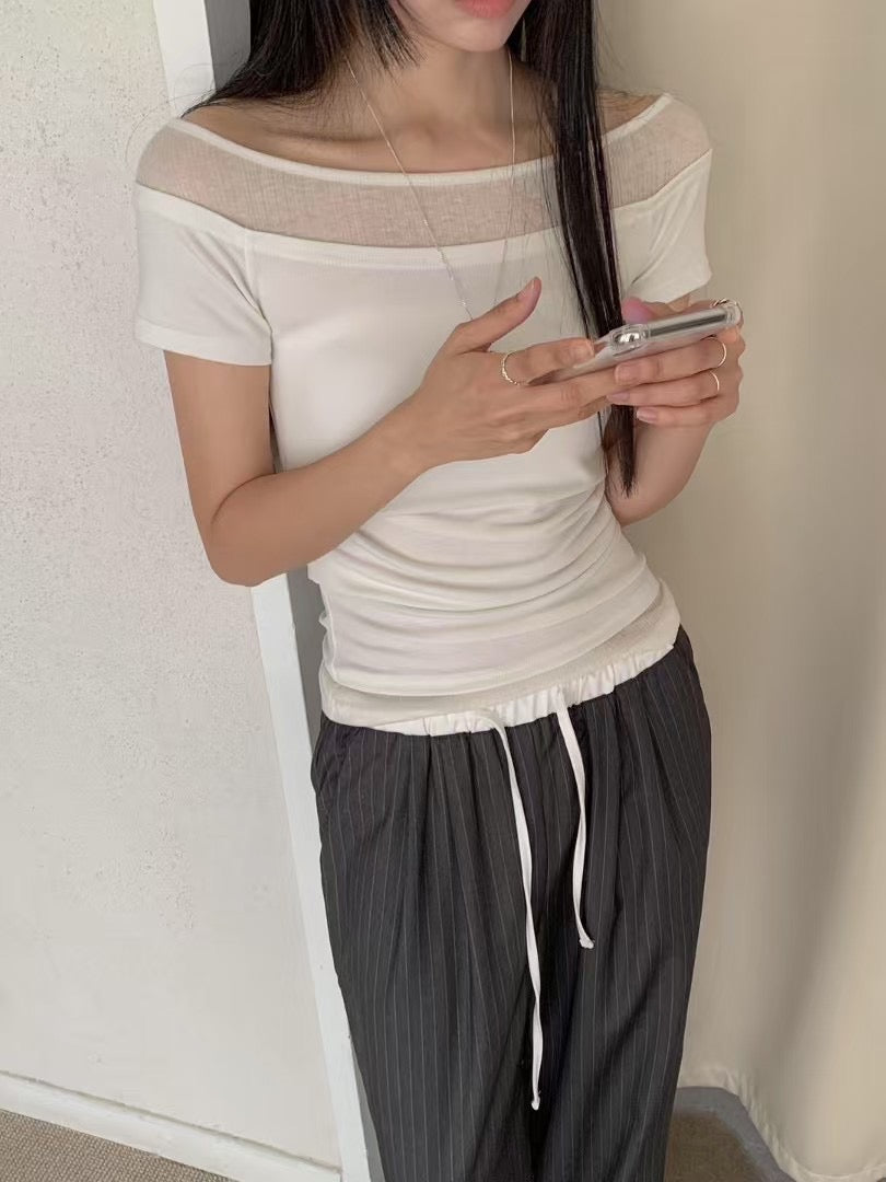 (現貨) Boat Neck Layered Tee