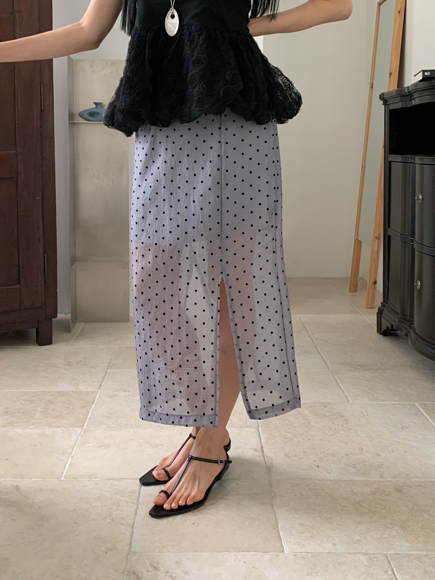 Mona Dot Slit Skirt