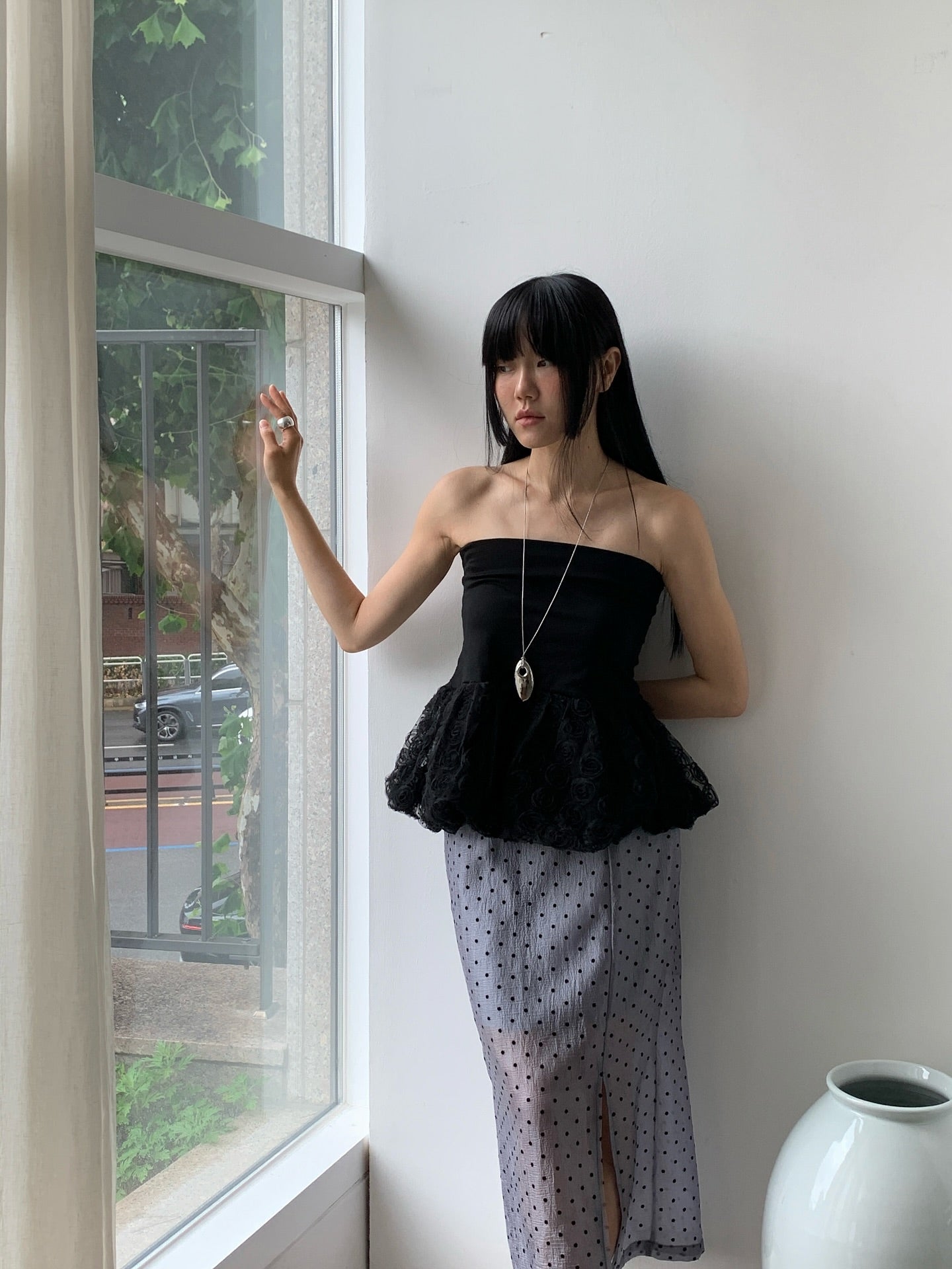 Mona Dot Slit Skirt
