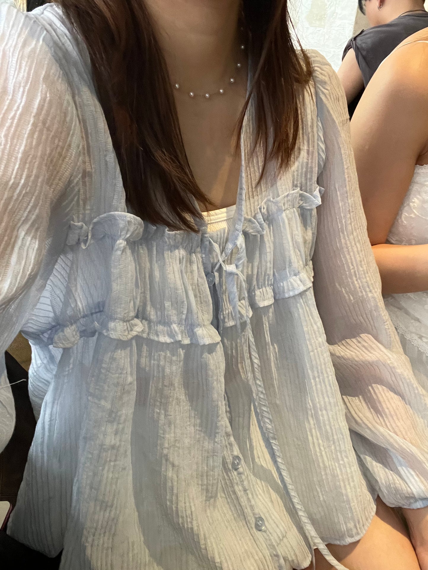 Lily See Through Ruffle Blouse