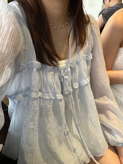 Lily See Through Ruffle Blouse