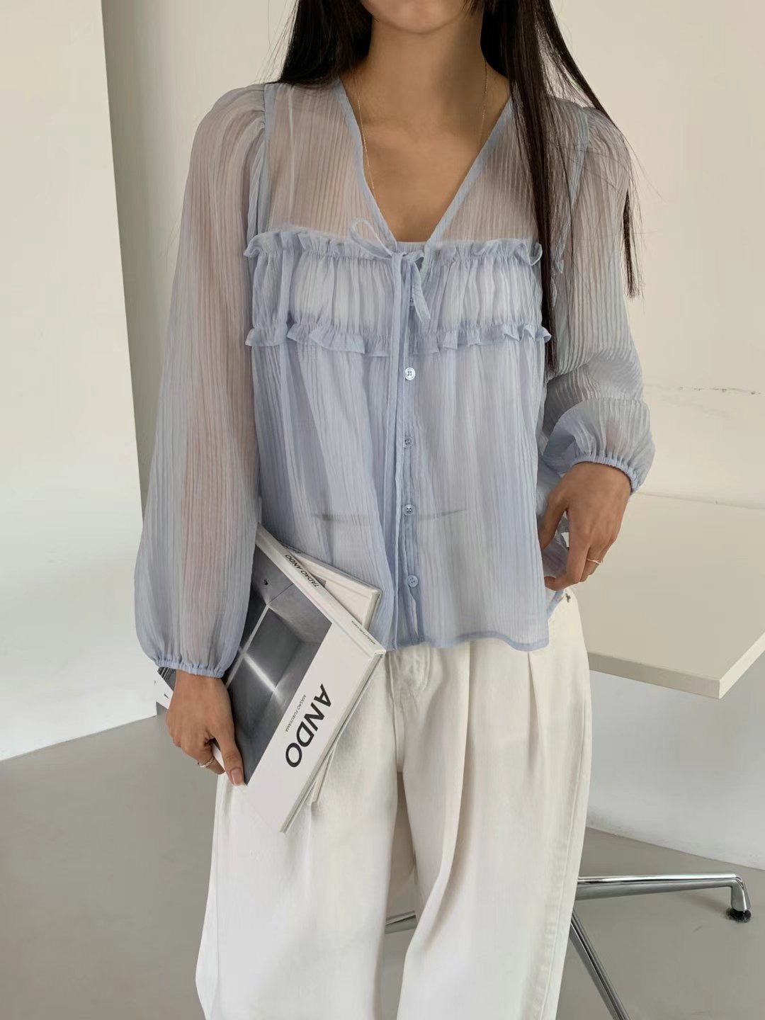 Lily See Through Ruffle Blouse