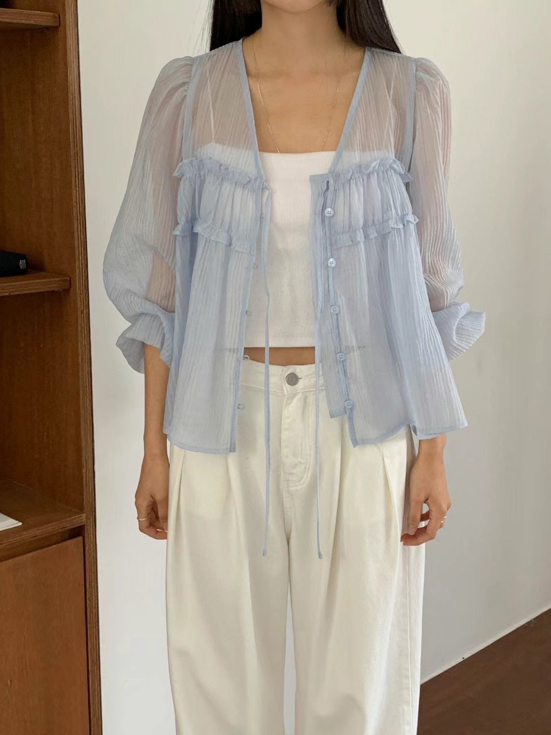 Lily See Through Ruffle Blouse