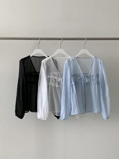 Lily See Through Ruffle Blouse