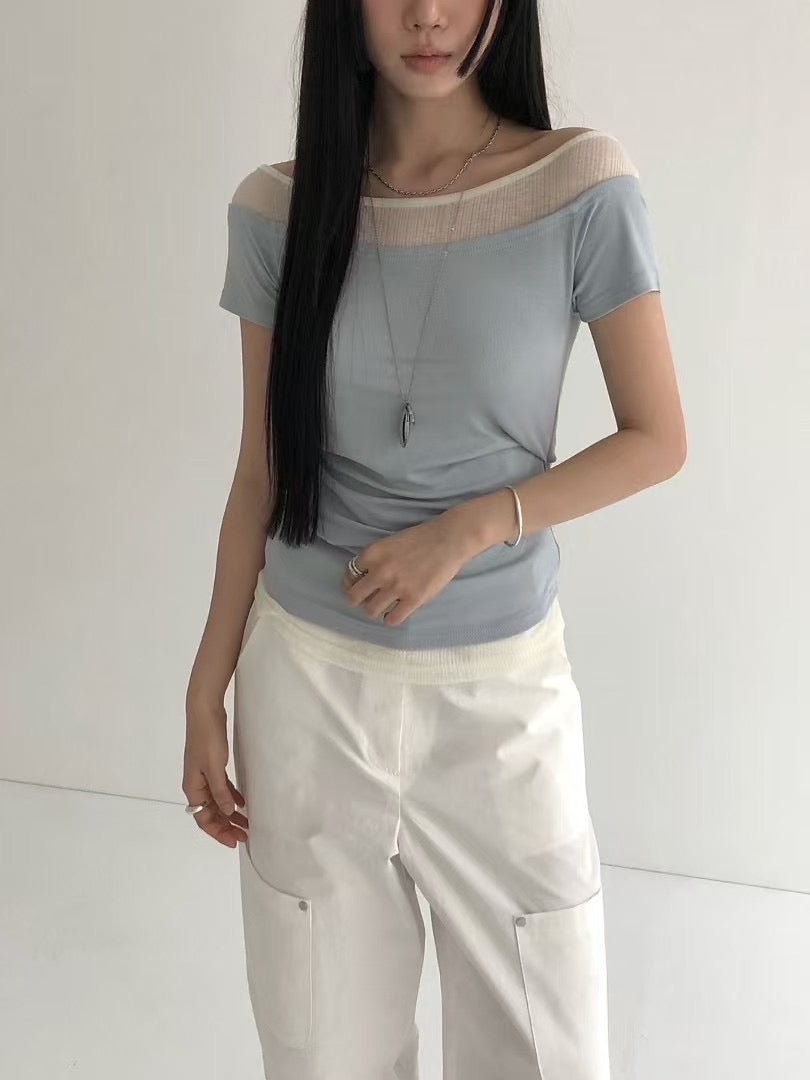 (現貨) Boat Neck Layered Tee