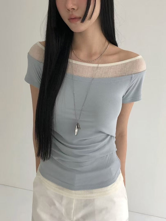 (現貨) Boat Neck Layered Tee