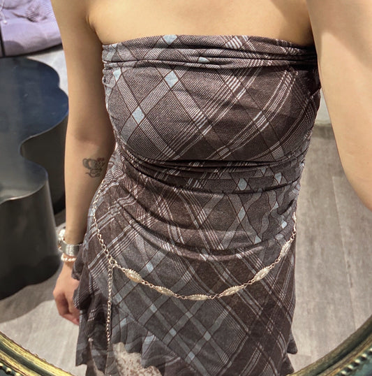 Strapless Checked Top