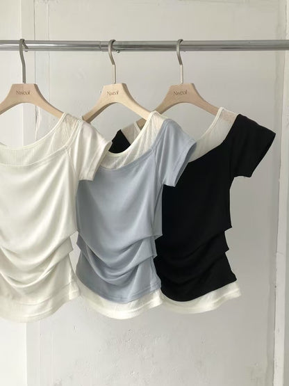 (現貨) Boat Neck Layered Tee