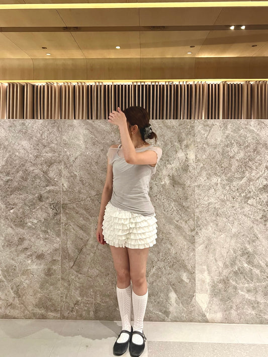 Shirring Double Layer Top