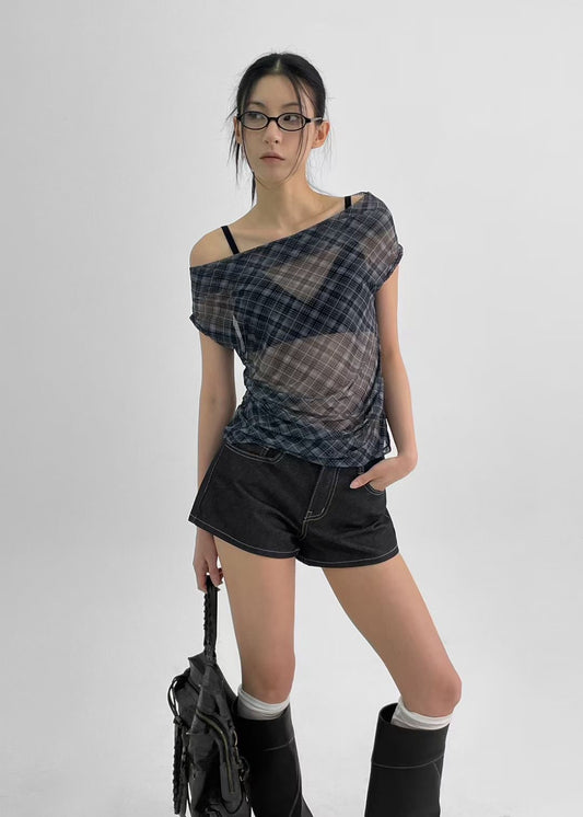See Through Check Top (現貨-$30 + 包郵)