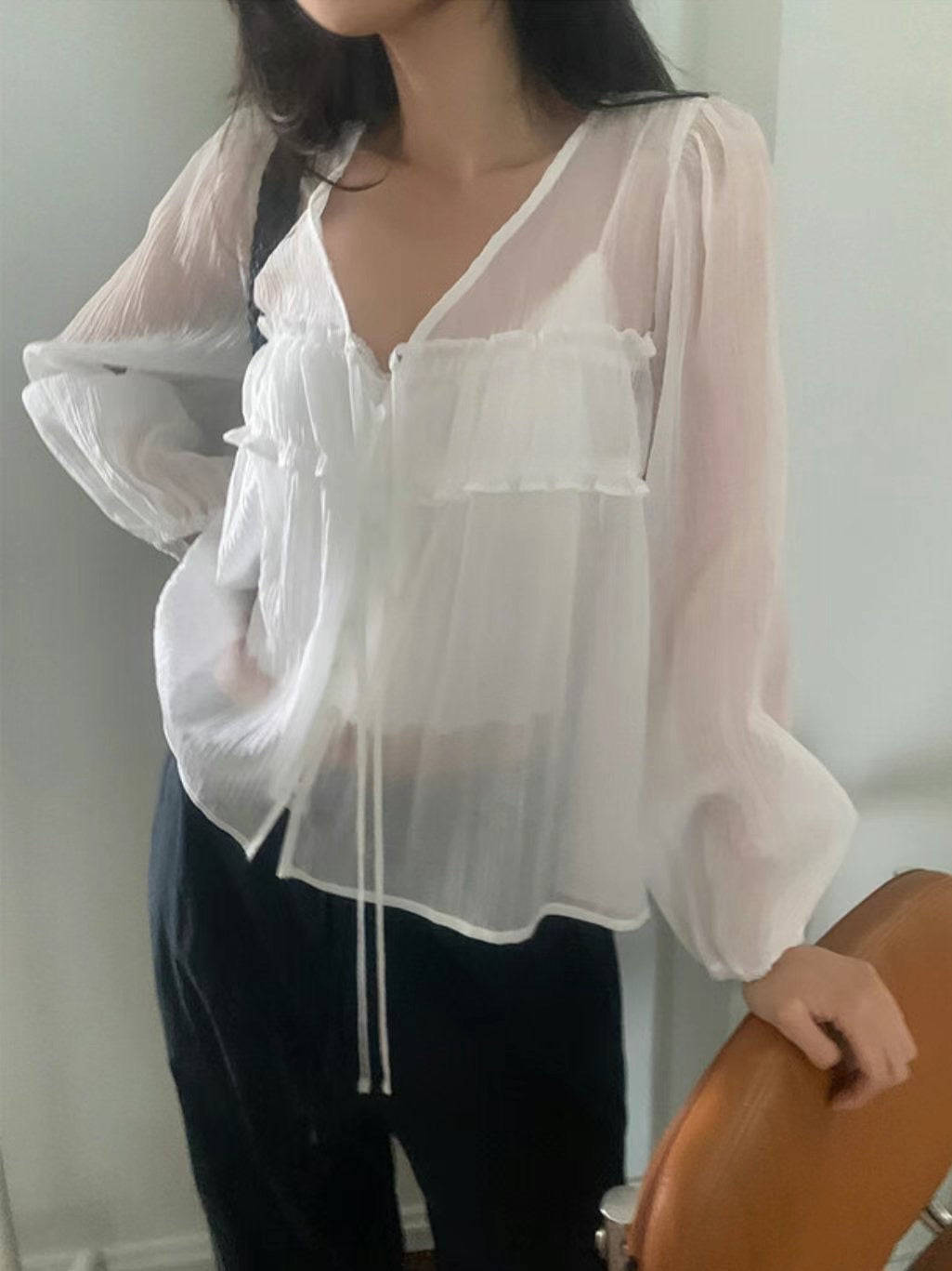 Lily See Through Ruffle Blouse