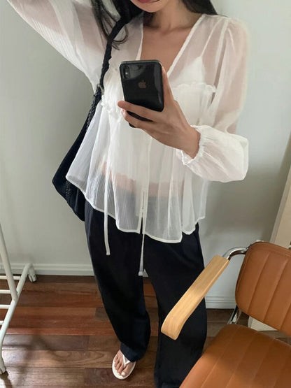 Lily See Through Ruffle Blouse
